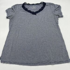 Talbots Blue White Striped Short Sleeve Tee Shirt Now Size Medium